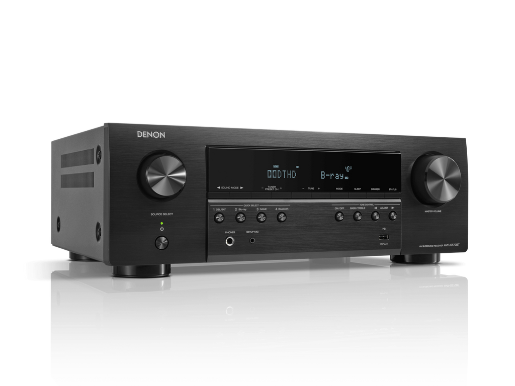 Denon AVR-S570BT 8K Video and Surround Sound from 5.2 Channel Receiver (New)