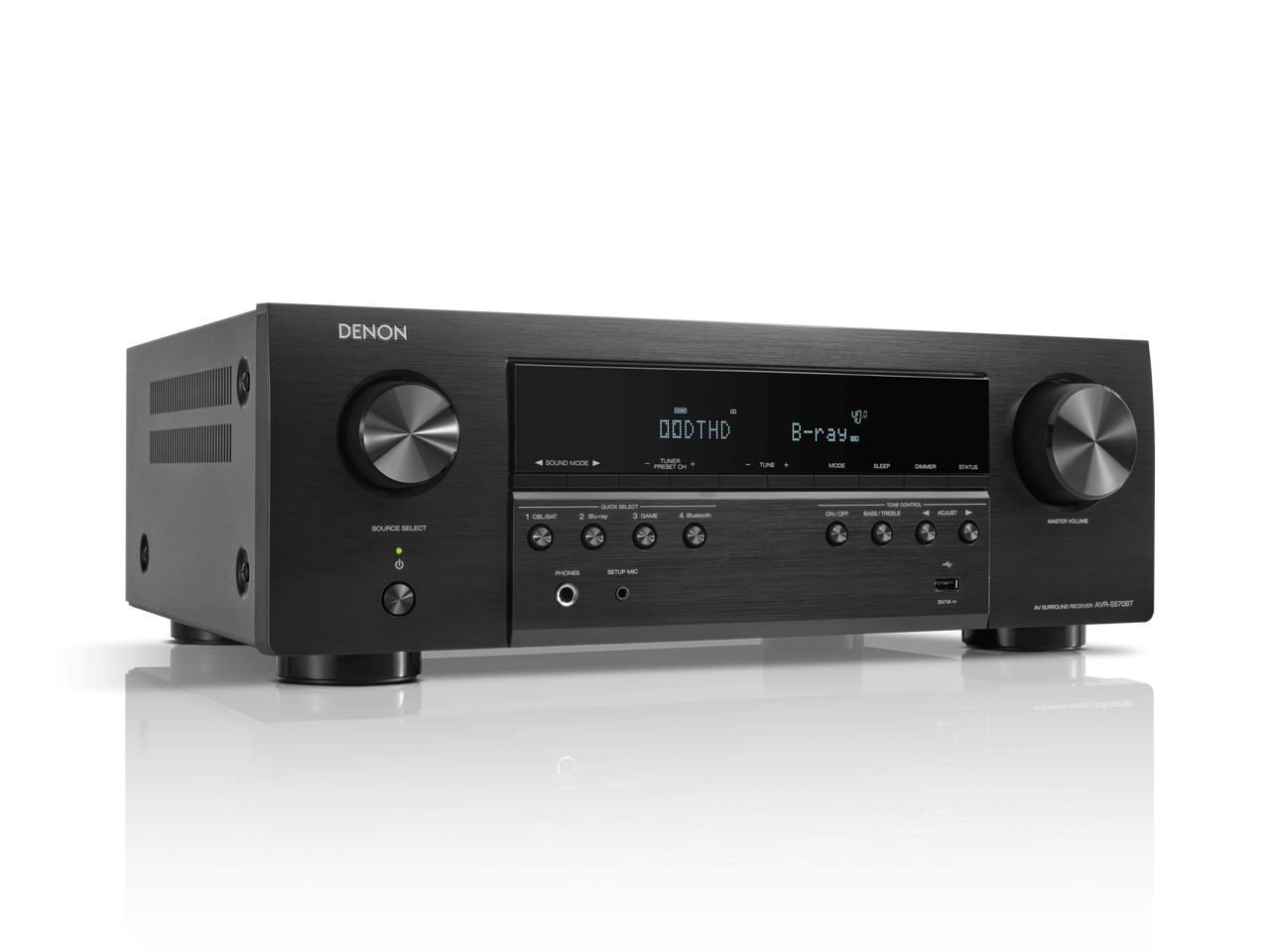 Denon AVR-S570BT 8K Video and Surround Sound from 5.2 Channel Receiver (New)