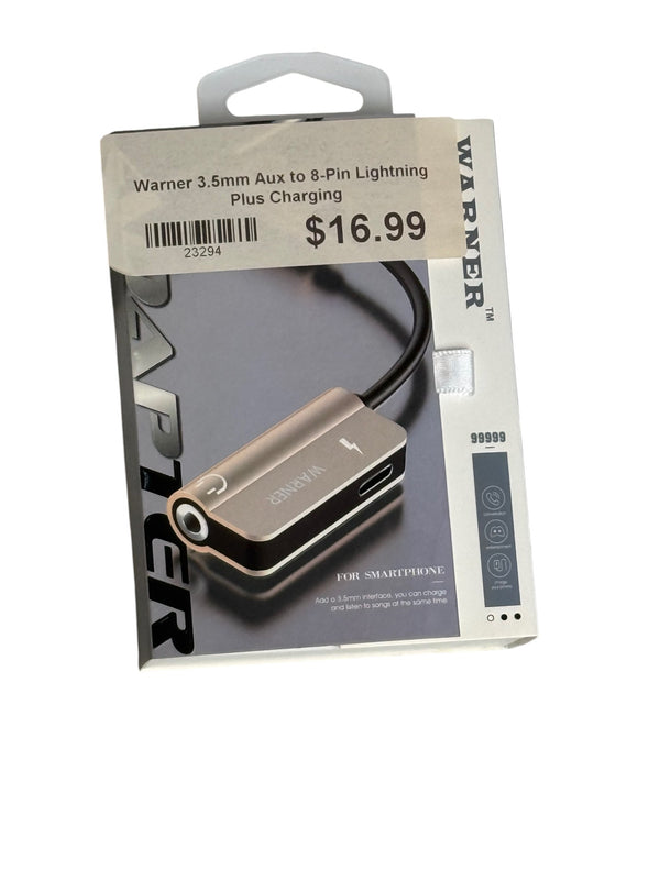 Warner 3.5mm AUX to 8-Pin Lightning Adapter with Charging