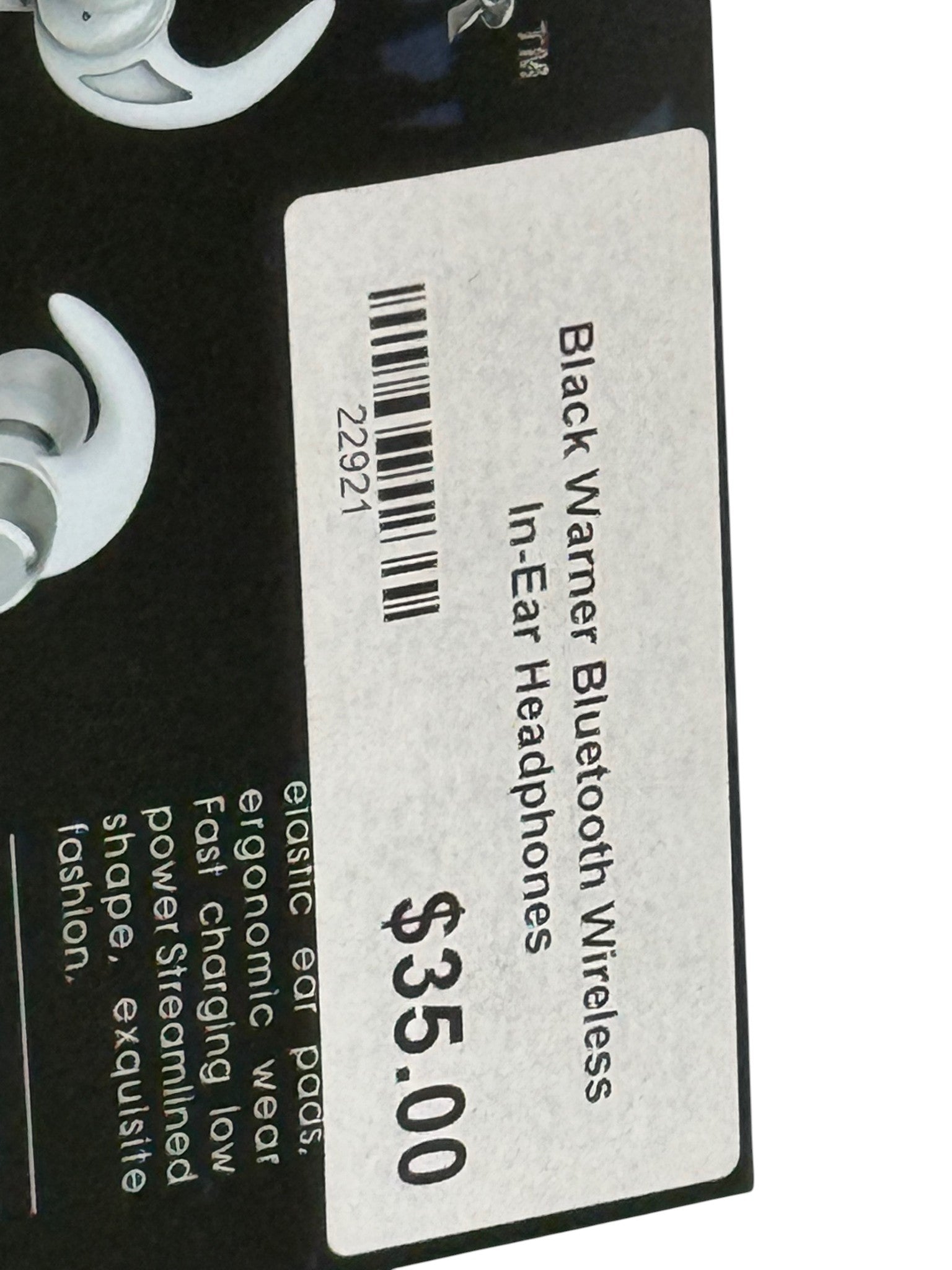 Black Warner Bluetooth Wireless In-Ear Headphones