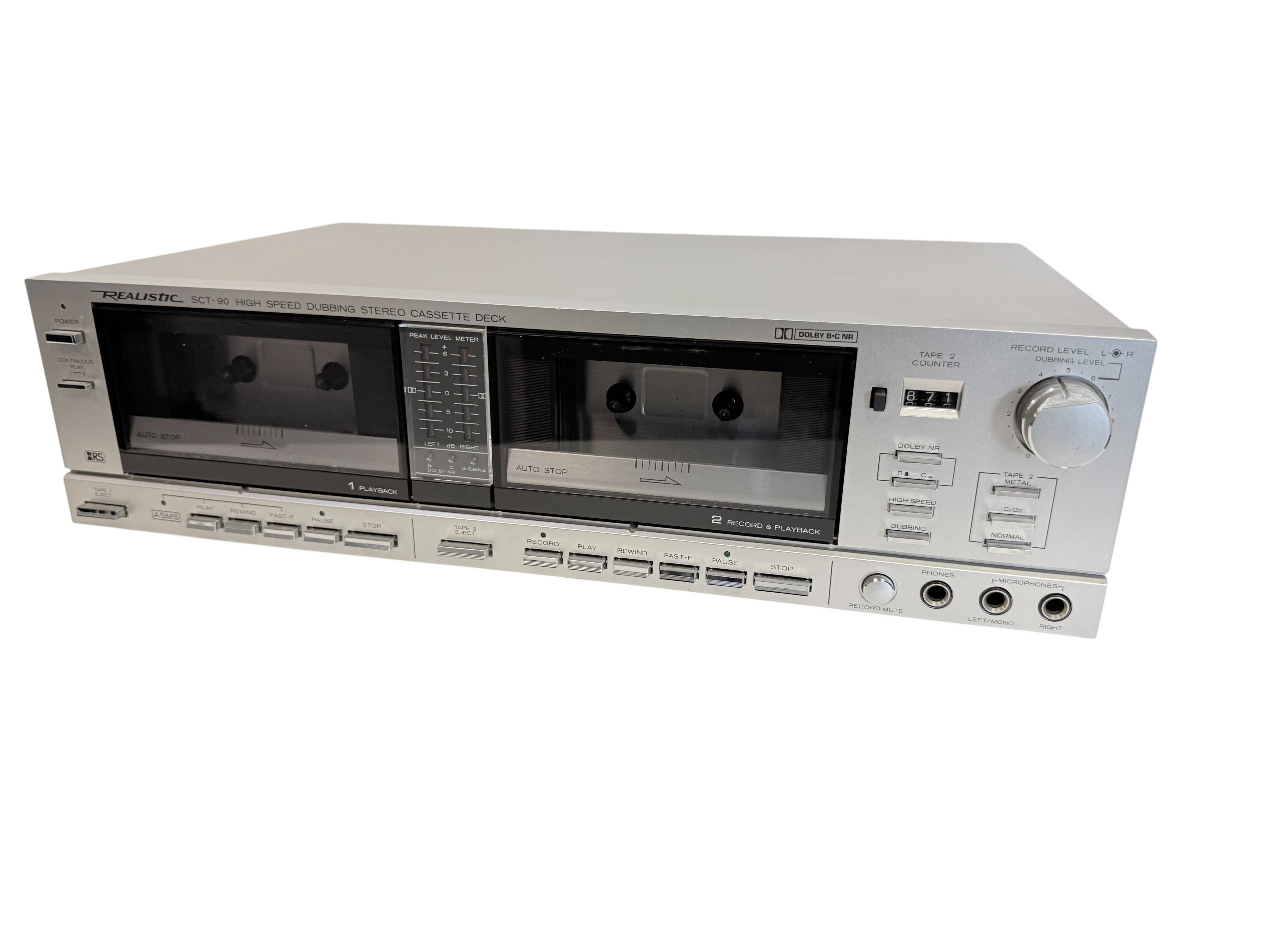 Realistic SCT-90 Stereo Cassette Deck High Speed Dubbing Dual Well