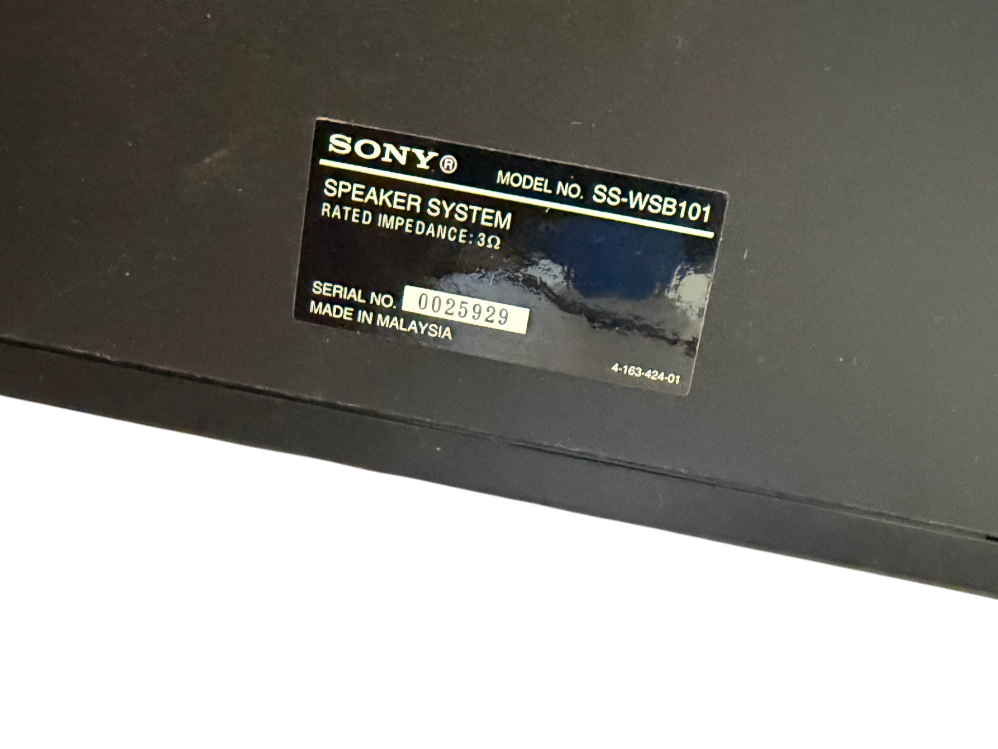 Sony SS-WSB101 Passive Subwoofer 3 Ohm Home Theater Sub