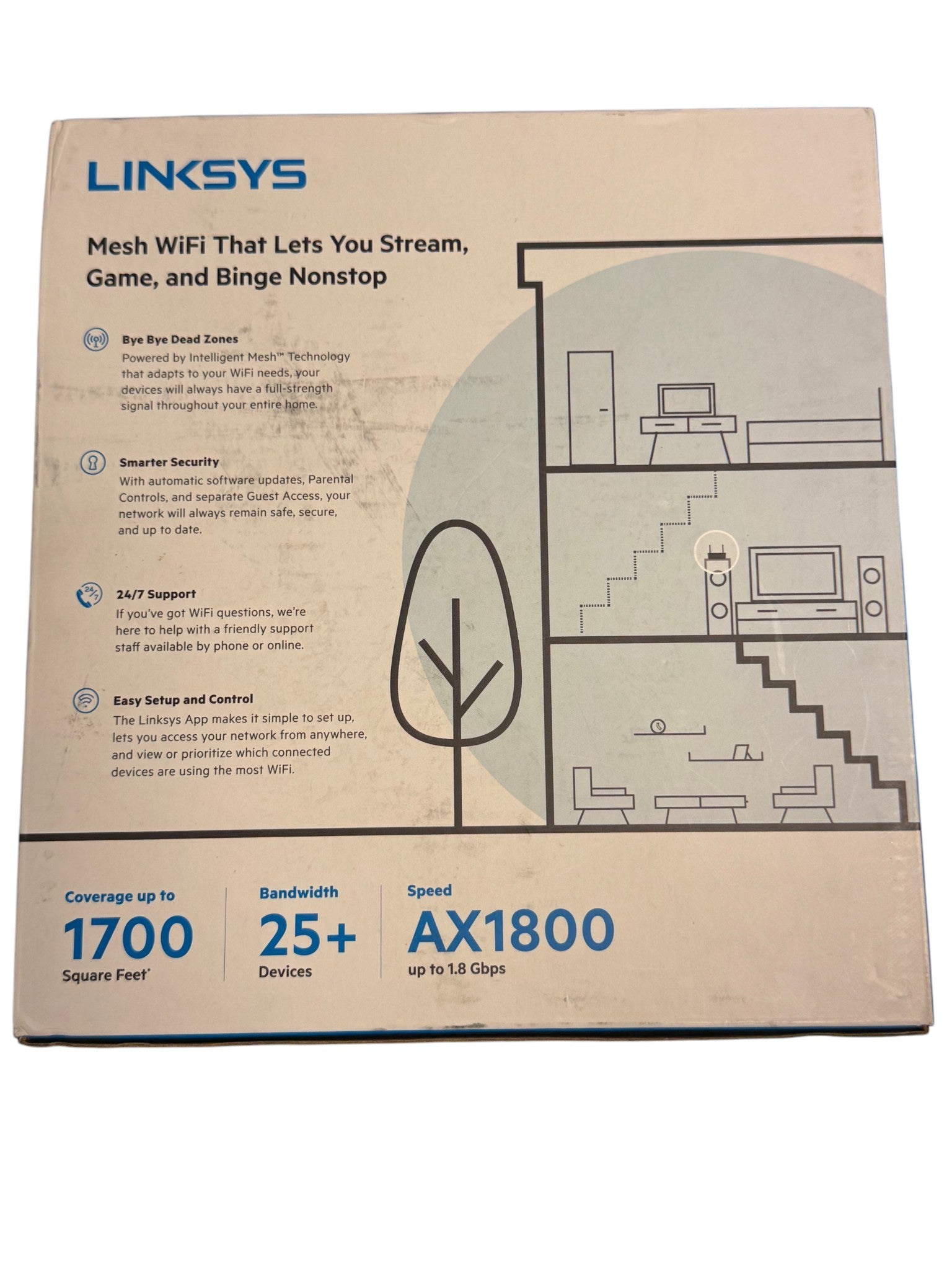 Linksys MAX-STREAM AX1800 Dual-Band WiFi 6 Router MR7350