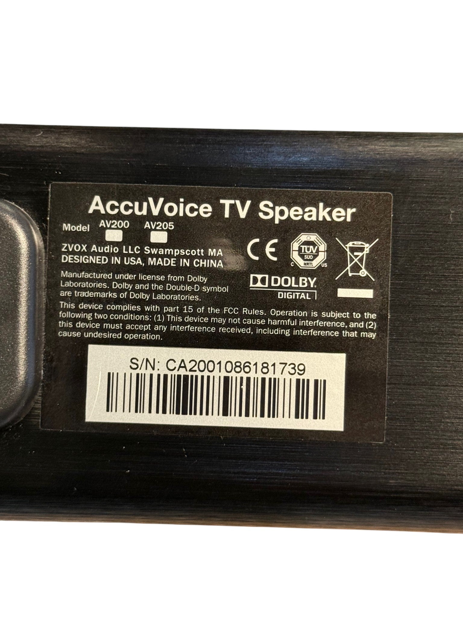 ZVOX AccuVoice TV Speaker AV200 / AV205 Soundbar with Remote