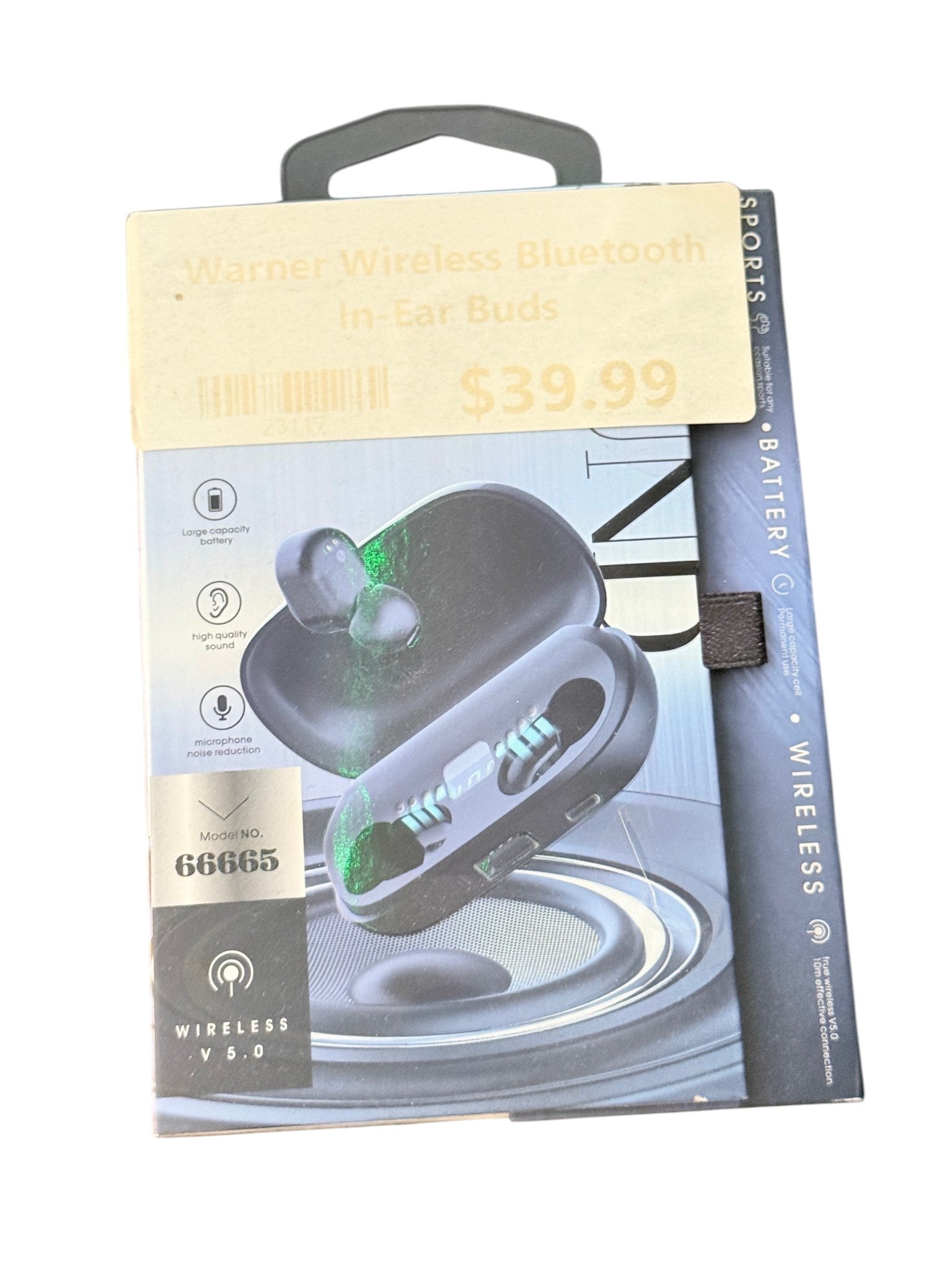 Warner Wireless Bluetooth In-Ear Earbuds Model 66665 Charging Case