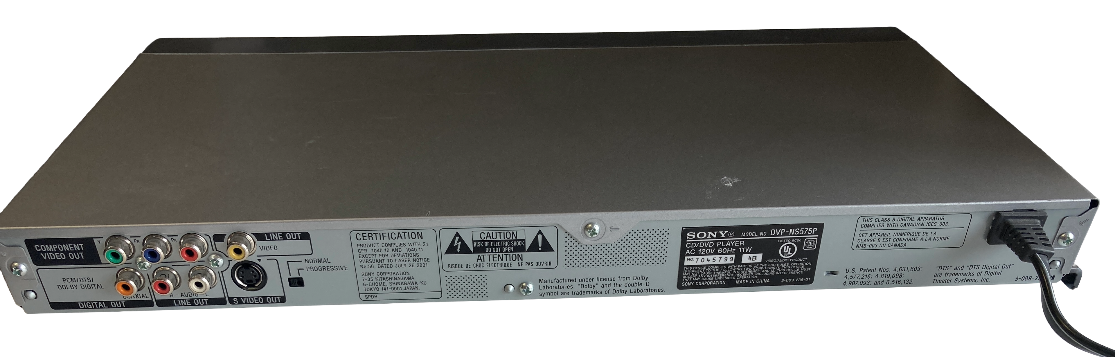 Sony DVP-NS575P DVD Player No Remote
