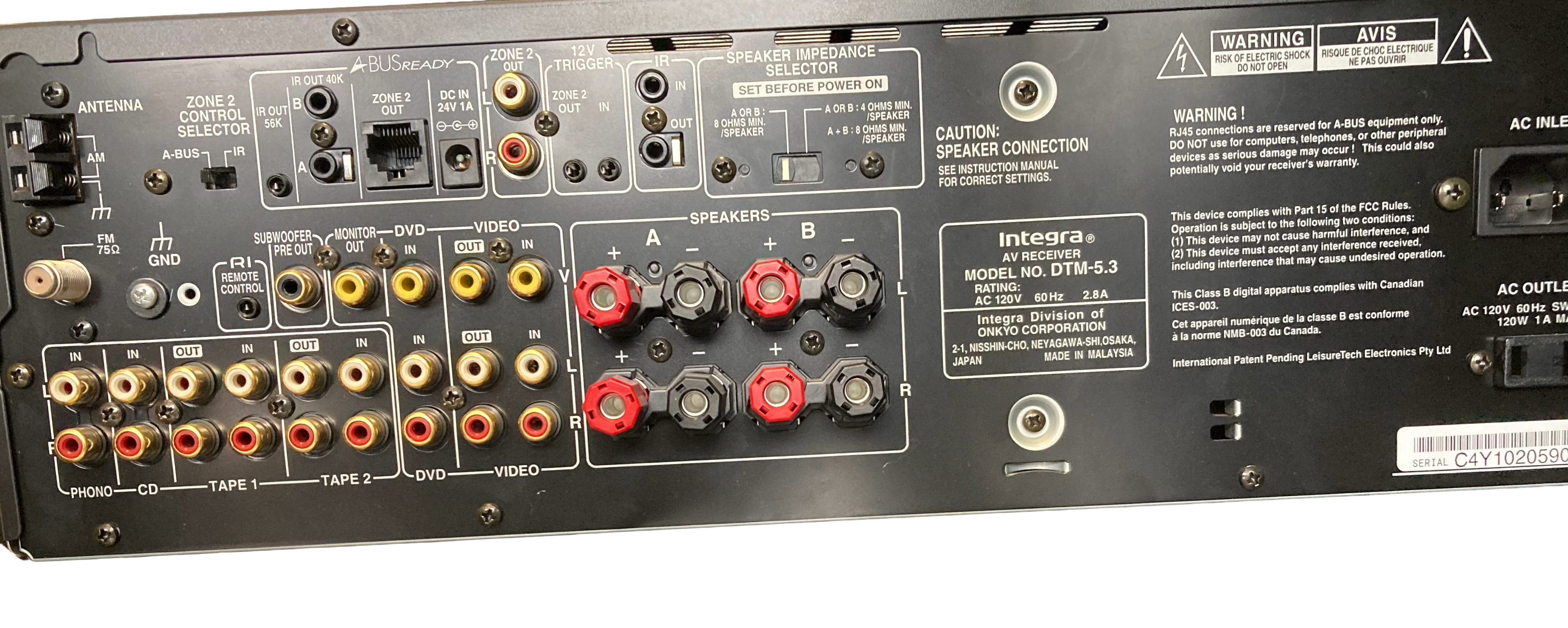 Integra (Onkyo) Home Theater Receiver DTM-5.3 No Remote