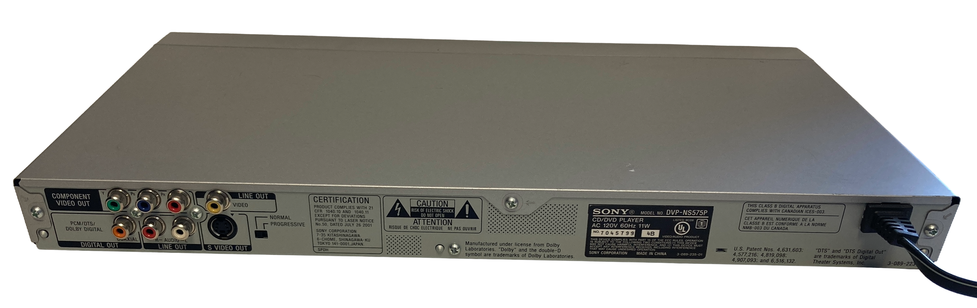 Sony DVP-NS575P DVD Player No Remote