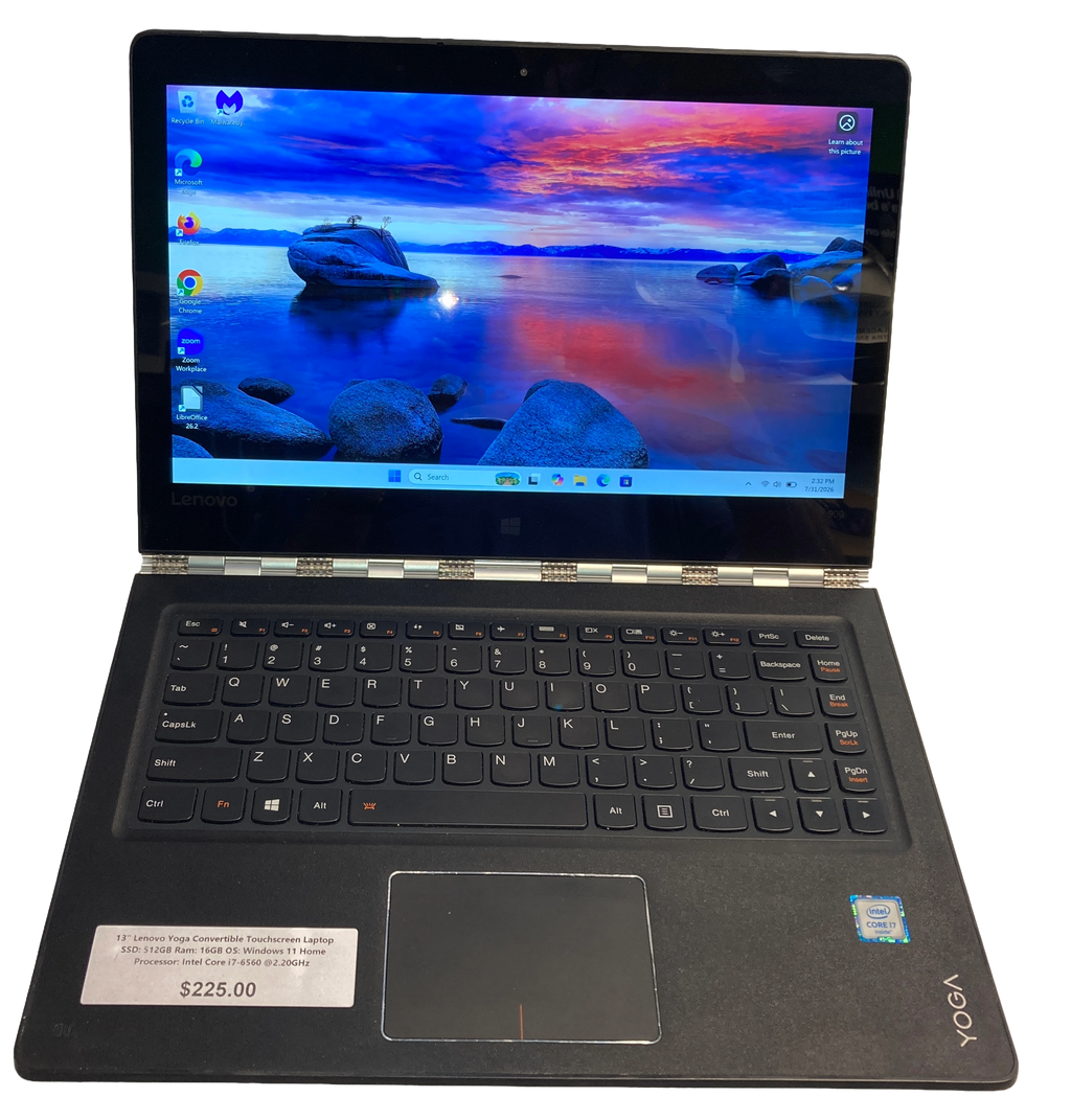 13" Lenovo Yoga Convertible Touchscreen Laptop
