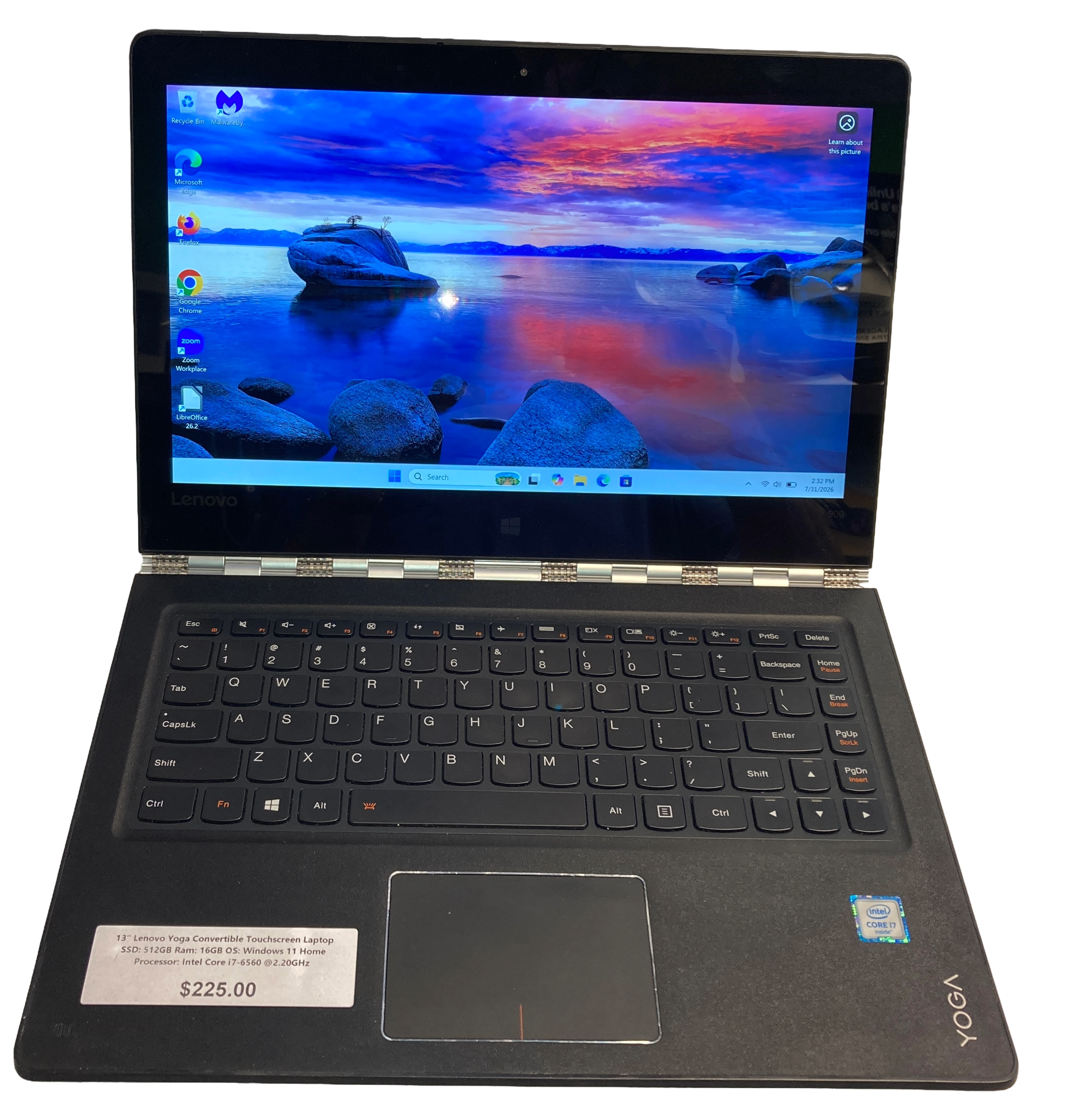 13" Lenovo Yoga Convertible Touchscreen Laptop