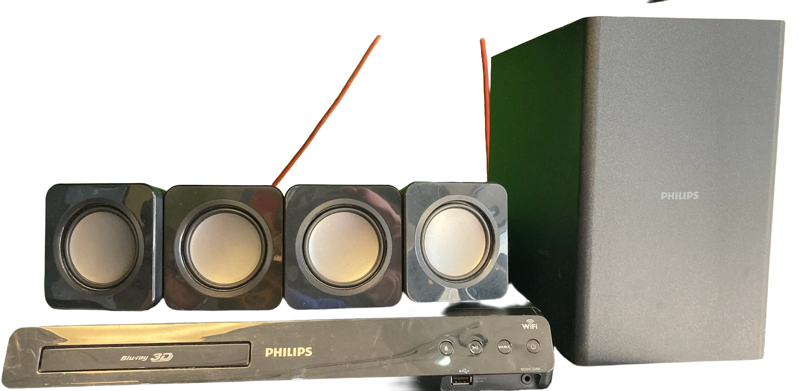 Phillips HTS3541/F7B Blue Ray Player/CD Home Theater System Missing 1 speaker and no remote
