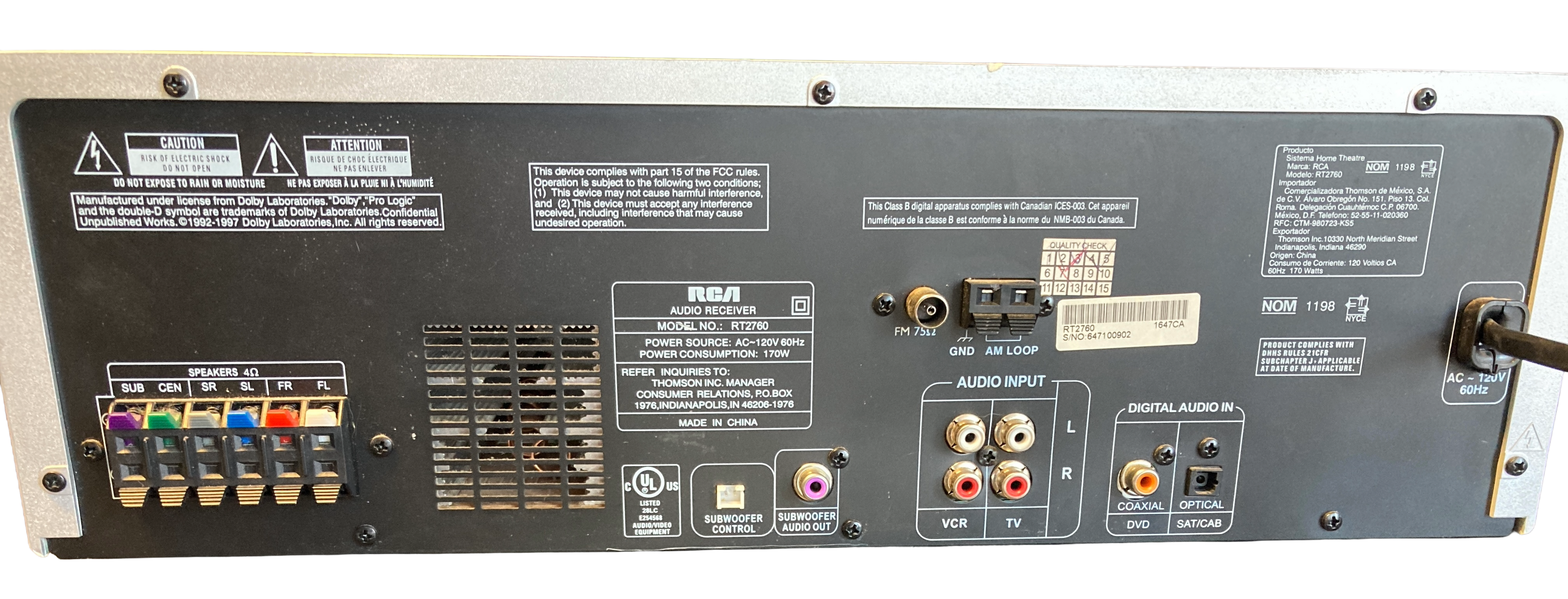 RCA RT2760 Home Theater System RT2760 with remote