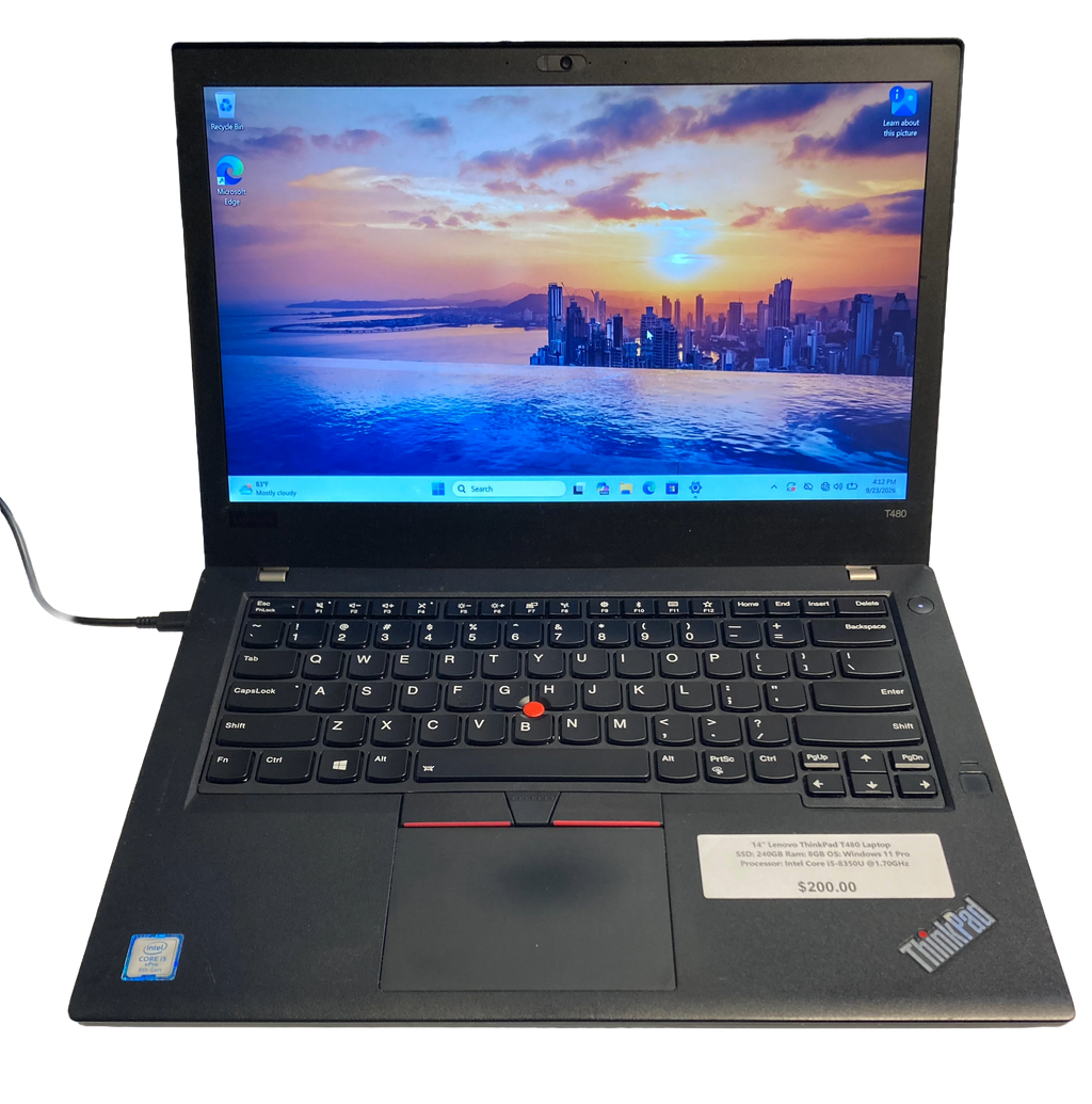 14" Lenovo ThinkPad T480 Laptop Computer