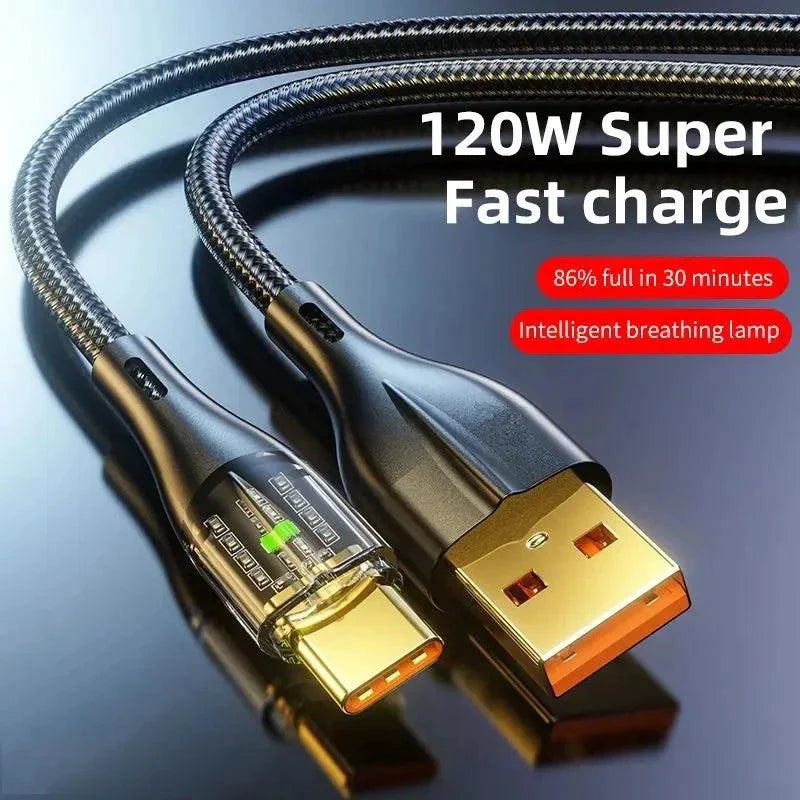 120W USB To Type C Cable Super Fast Charging Data Cord For Xiaomi 12 Redmi Note 11 Samsung S23 S22 Huawei Type-c Charger Cord