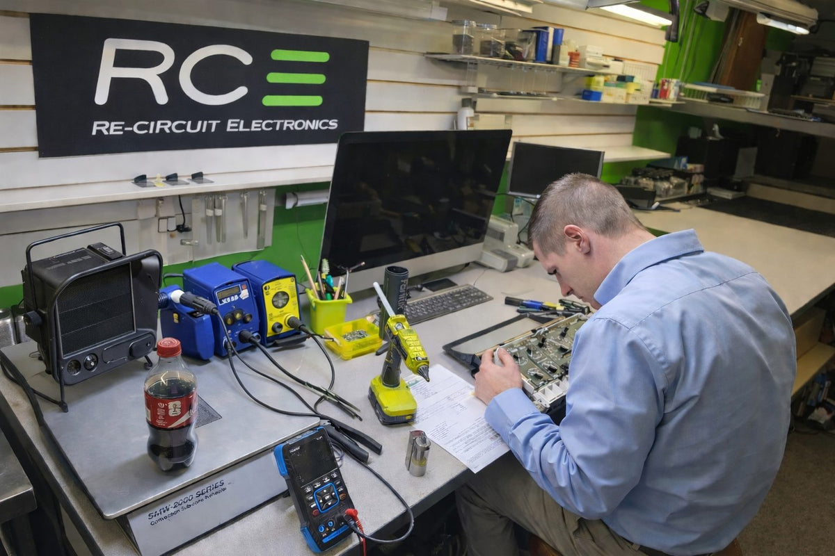Re-Circuit Electronics technician testing an instrument cluster
